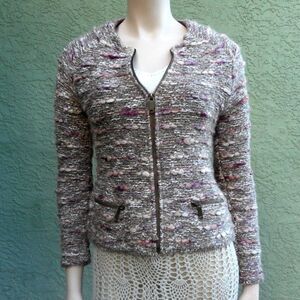 EUC VINTAGE EUREKA by CHRISTOS GARKINOS Multi-Colored Wool Zipper Sweater XS